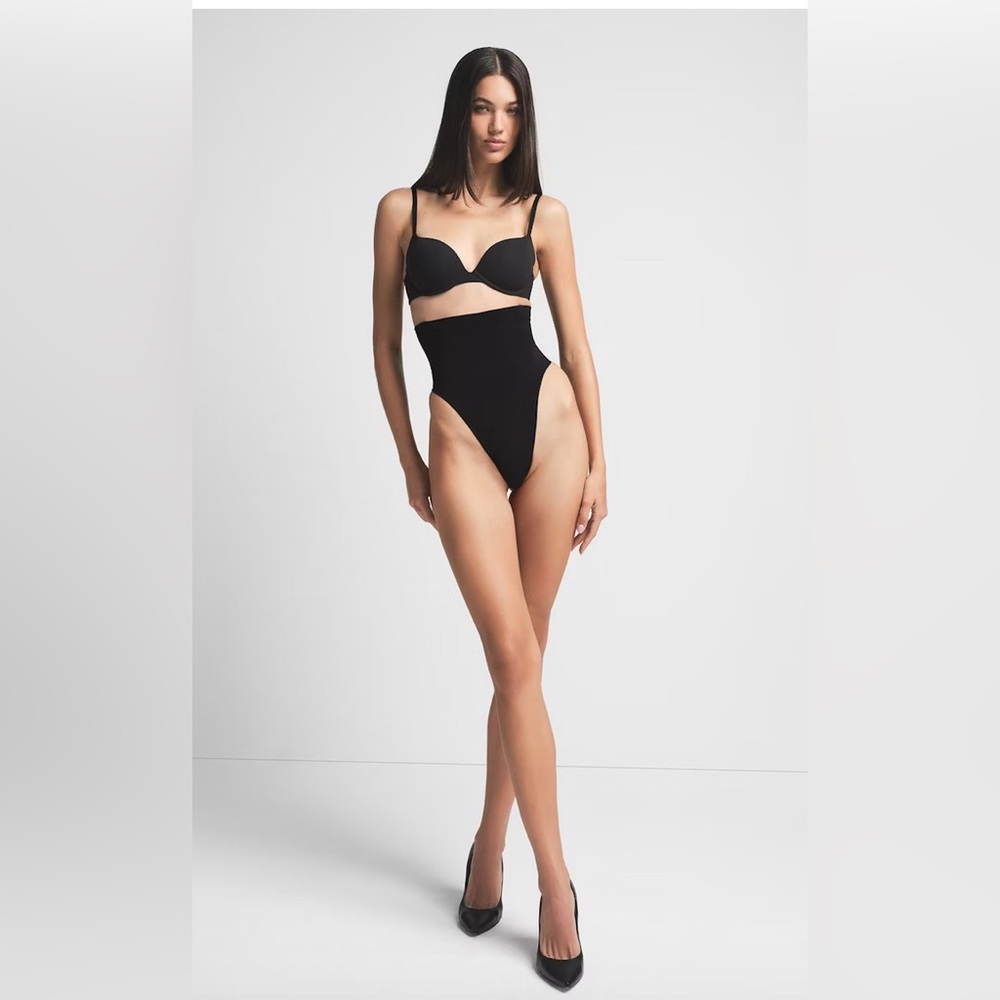 Skims Black High-Waisted Shapewear Thong XL